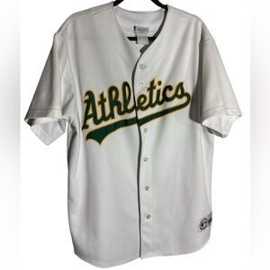 Vintage Majestic Oakland Athletics Jersey Button Up Mens White Blank Size 2XL